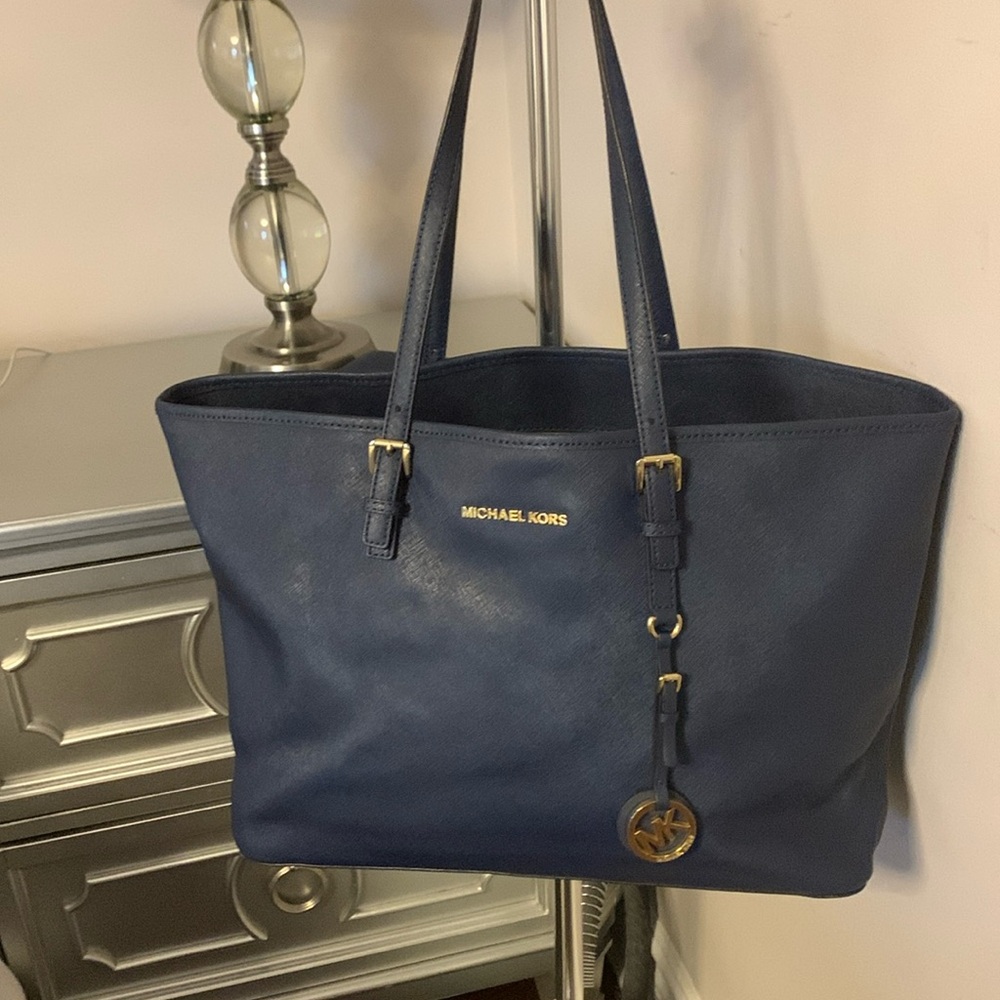 Michael Kors Collection.  Large, navy blue, computer tote-bag